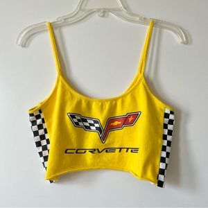<\། ◕ – ◕ །/>

Vintage Yellow Corvette Crop Top Tank
